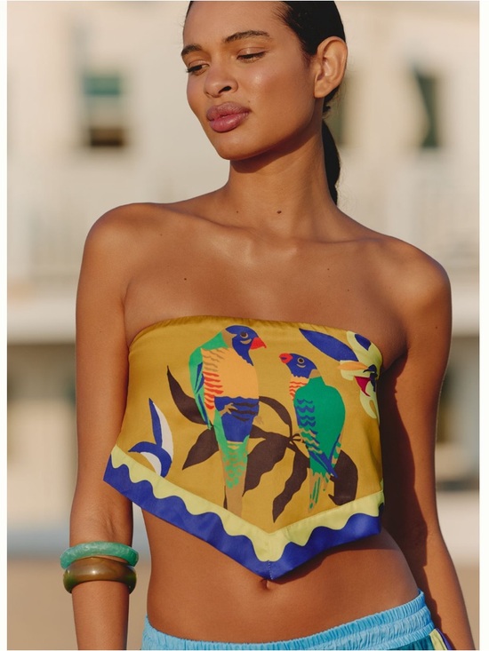 Anthropologie Tops - Anthropologie Celandine x Claire Colin Strapless Parrot Print Scarf Top XS NWT
